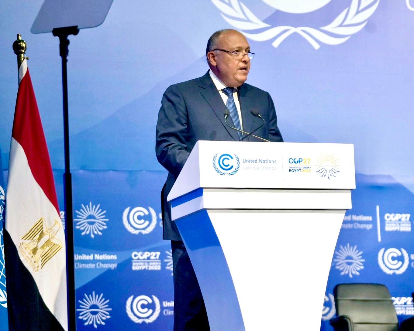 Egypt's Foreign Minister Sameh Shoukry is formally elected as the COP27 President during the U.N. climate summit's opening plenary