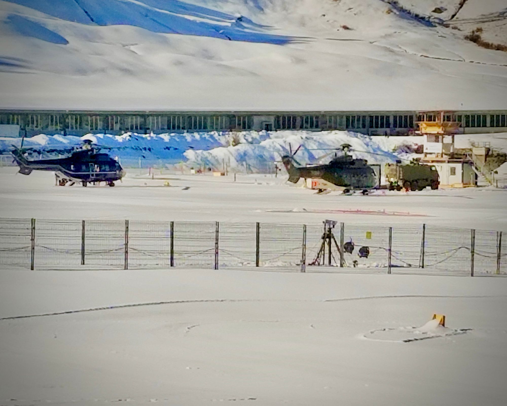 The helicopter landing zone in Davos for WEF arrivals and departures