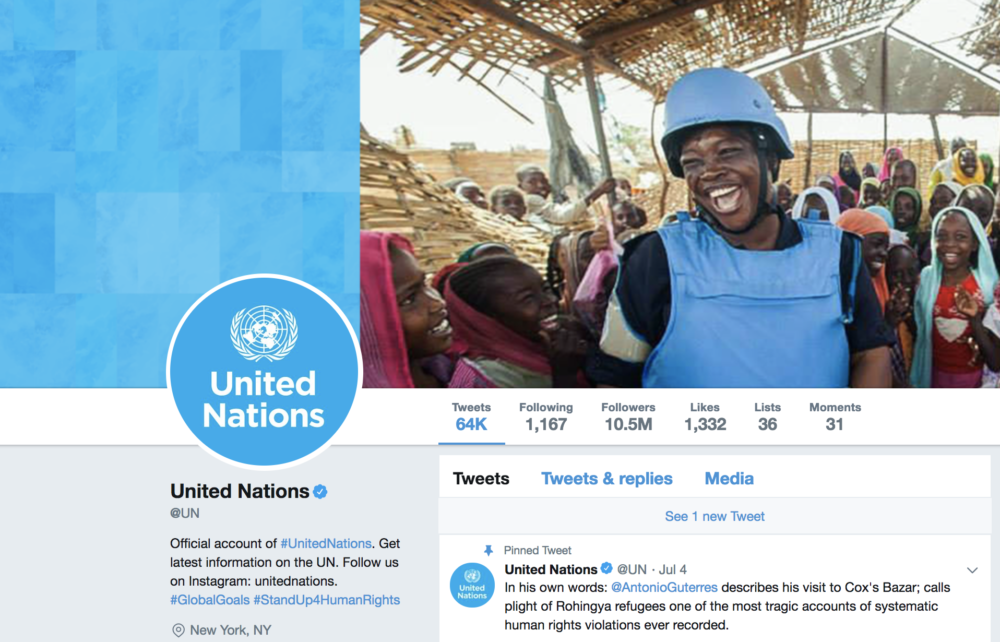 The United Nations' Twitter page