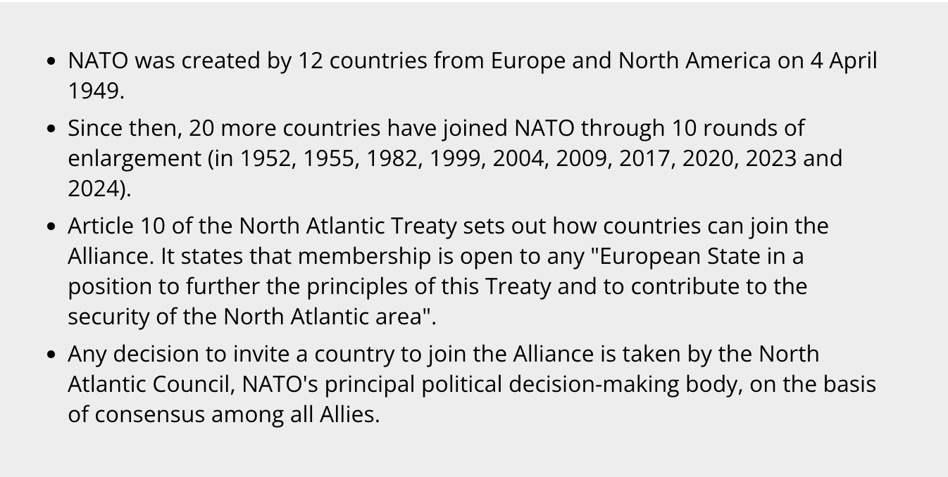 NATO history and membership
