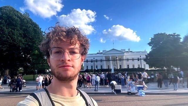 The author taking a selfie outside the White House this fall