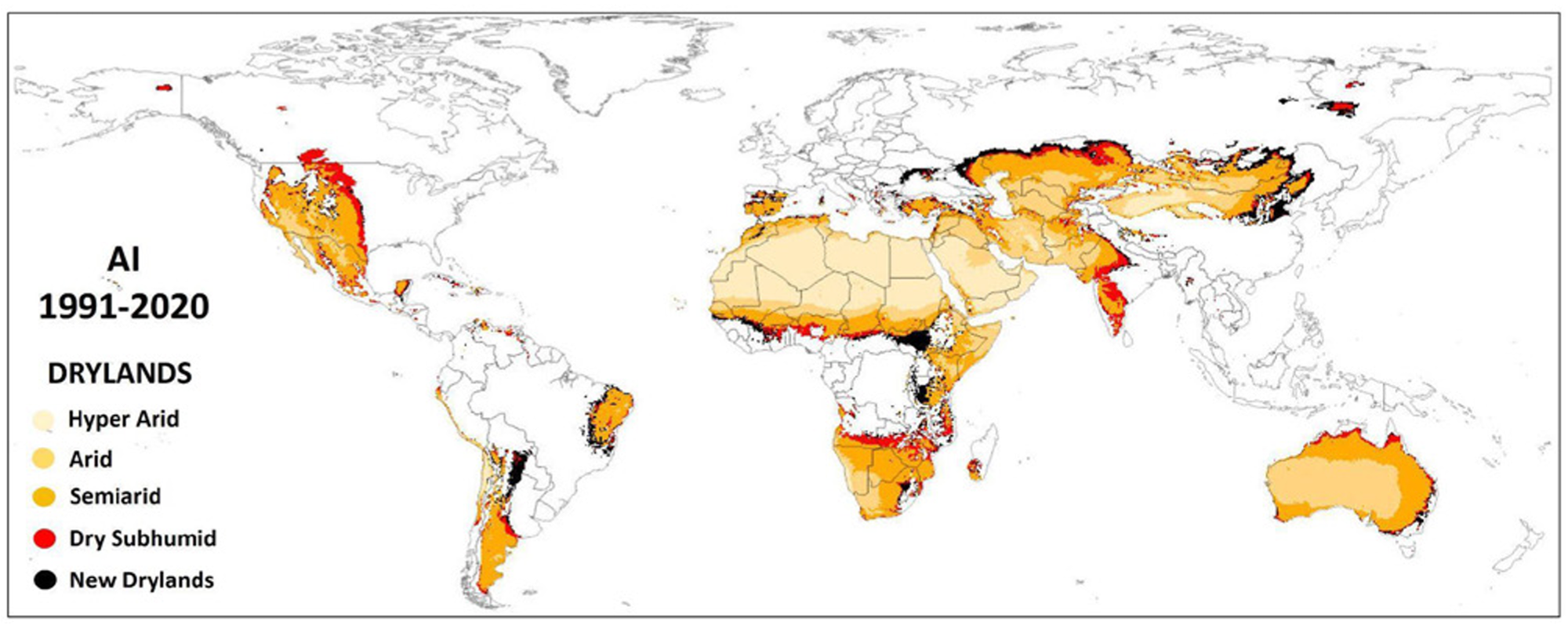 A global map of drylands in 1991-2020