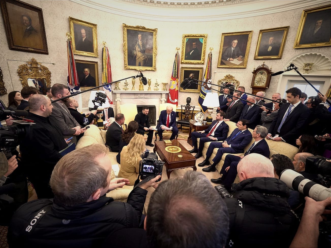 U.S. President Donald Trump berates Ukrainian President Volodymyr Zelenskyy at an extraordinary Oval Office meeting.