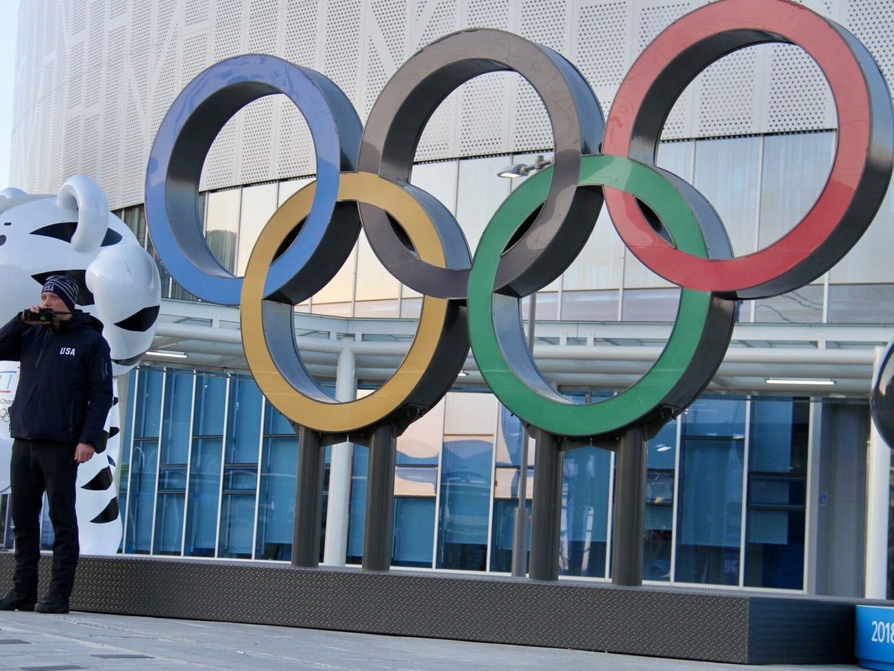 An American diplomatic security agent scouts a location in Gangneung, South Korea, during the 2018 Winter Olympics