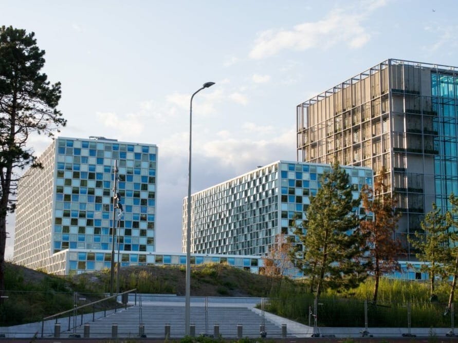 The International Criminal Court at The Hague, Netherlands.