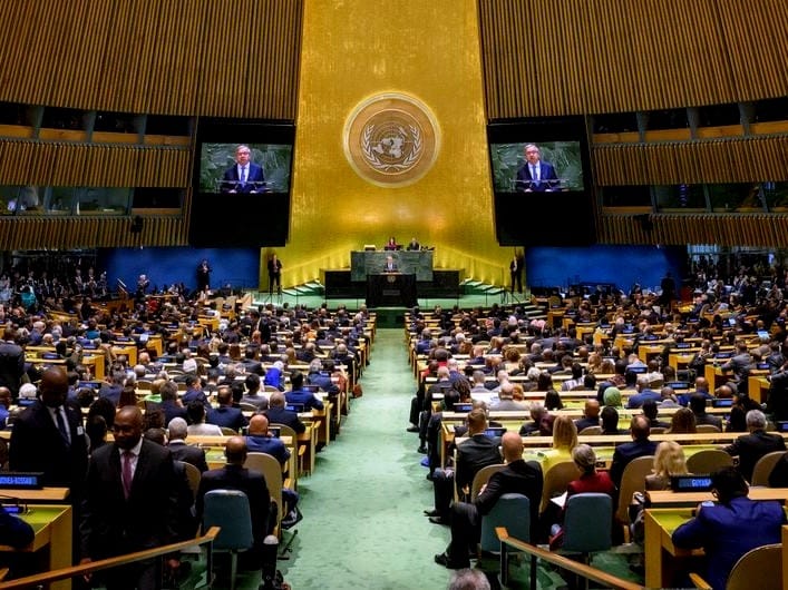 The U.N. chief addresses the General Assembly.