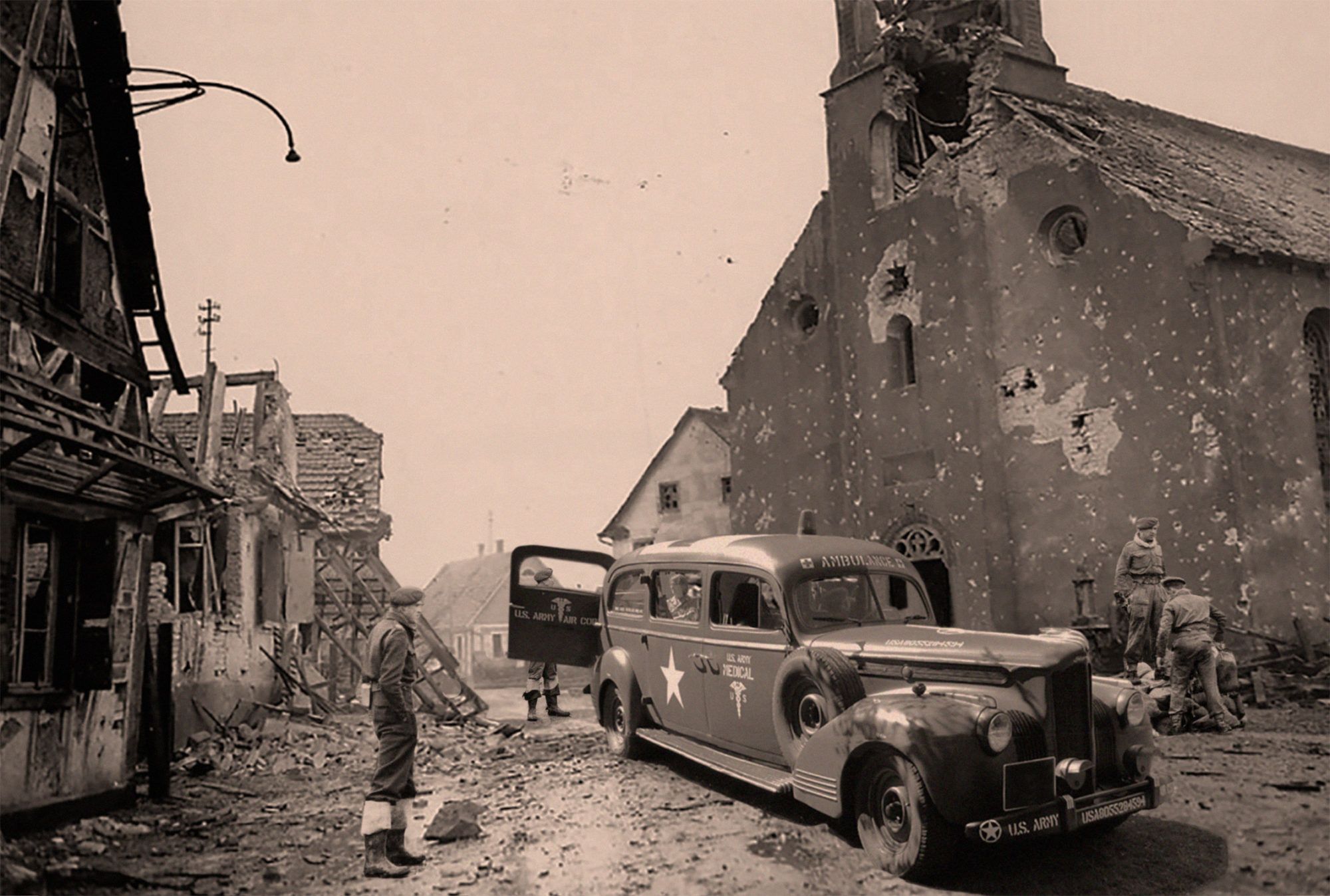 A U.S. Army ambulance at Normandy, France in 1944.