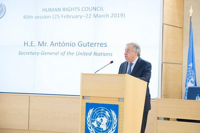 U.N. Secretary-General António Guterres opens the Human Rights Council